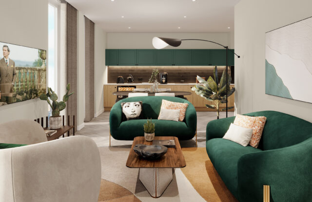 Colliers Yard PH 3Bedroom Living & Kitchen